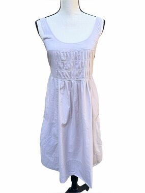 Vince Smocked Bodice Cotton Tank Dress Size 2 Taupe/Grey Neutral Mini/Knee